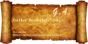 Galba Archibáld névjegykártya
